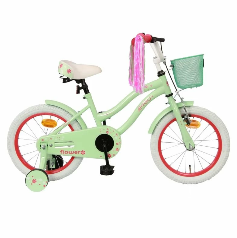 Amigo Flower 16 Tommer Pigecykel Pastel Grøn 3 Amigo Flower 16 Tommer Pigecykel Pastel Grøn